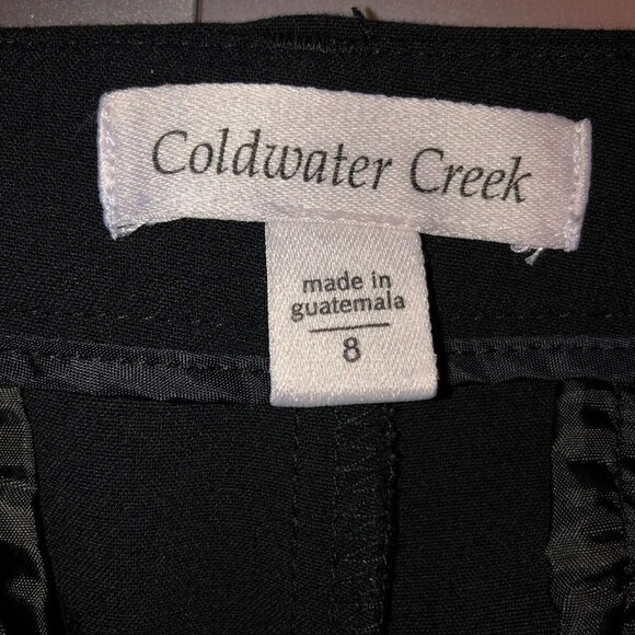 Coldwater Creek Size 8 Black Straight Wide Leg Flat Front Career Dress Pants - Picture 8 of 10